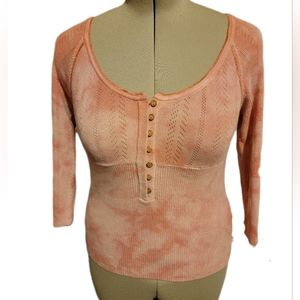 🔖👉🎉NWT🎉👉Free People Rory Henley Ribbed Knit Sweater Pink Tie Die Sz L